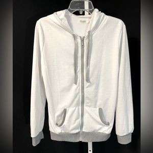 XL Vicabo light weight hooded jacket white with grey trim